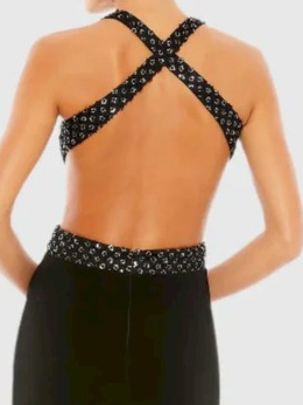 Mac Duggal Black Floral Sequined Criss Cross Gown Style 68166 Size 12 NEW NWT - Picture 4 of 7